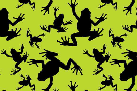 Charming Frog Silhouettes for Seamless Pattern Design