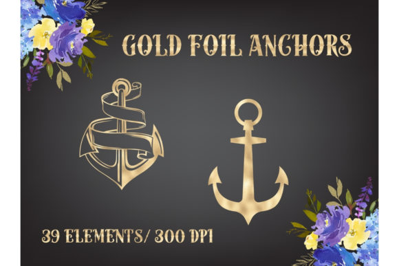 Gold Foil Anchor: Nautical Charm for Every Project