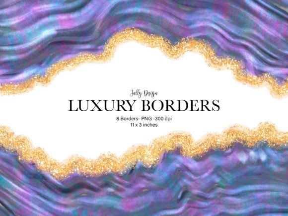 Liquid Blueberry Foil Borders Clip Art