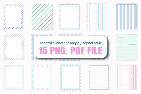 Summer Preppy Hand Drawn Frames Set: A Fresh Coastal Vibe