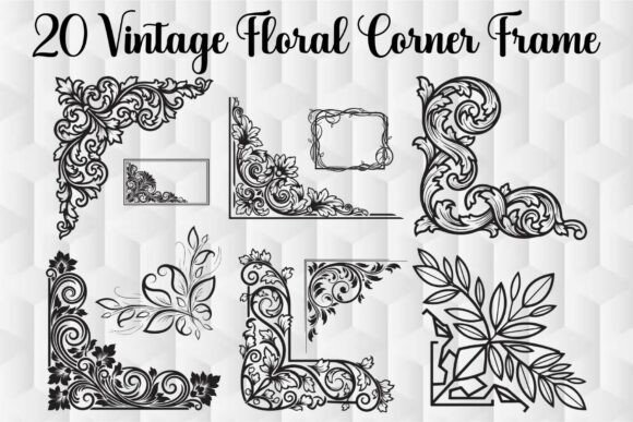 Timeless Botanical Elegance with Vintage Floral Corner Frames