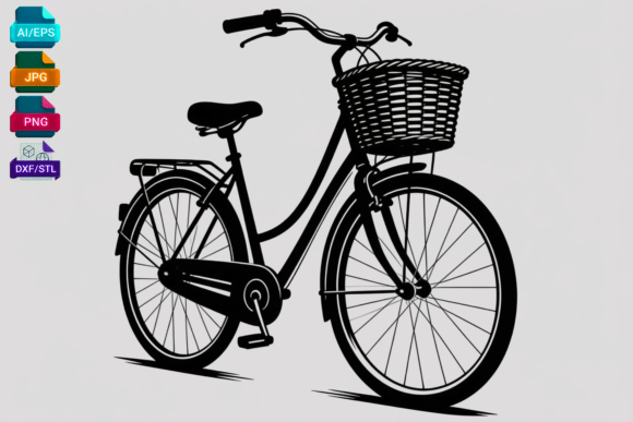Timeless Charm: The Vintage Bicycle with Basket SVG Clipart