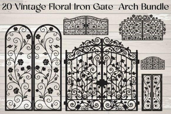 Vintage Floral Iron Gate Arch: Timeless Metalwork for Modern Design
